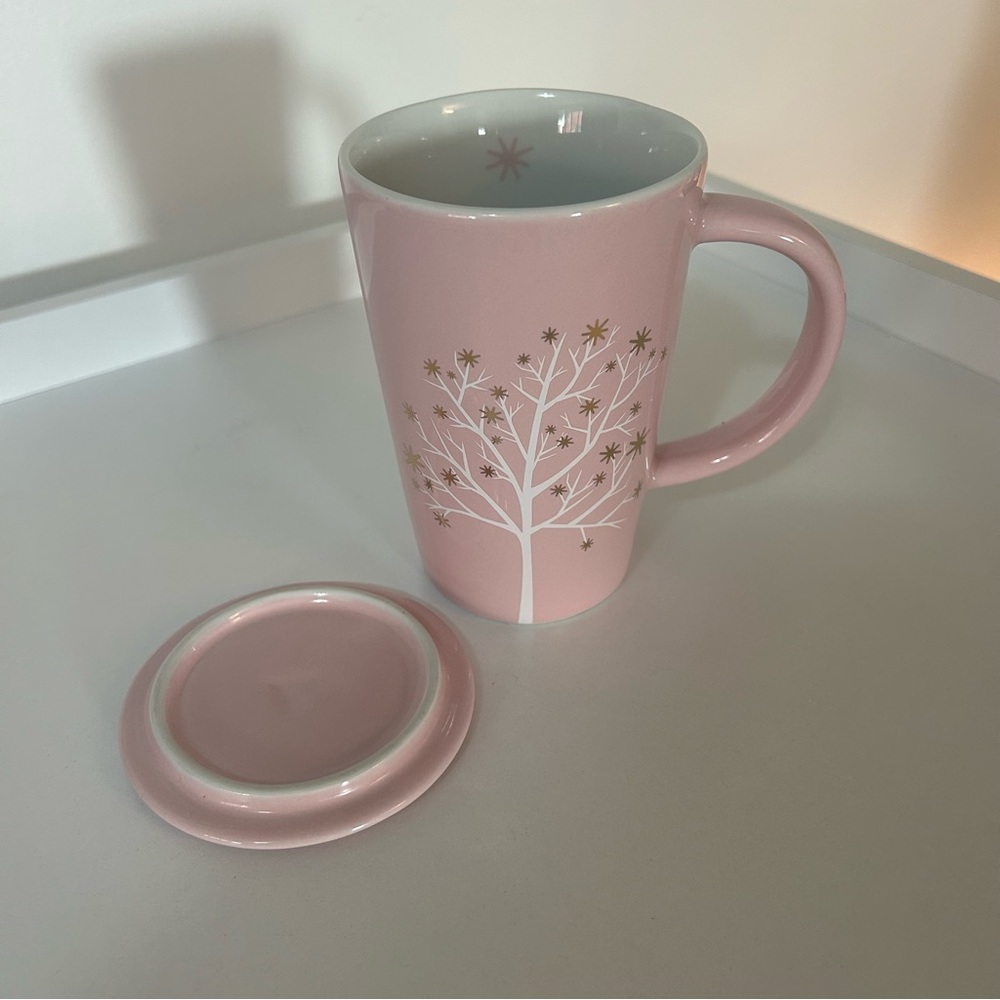 David’s Tea Pink Mug With Ceramic Lid